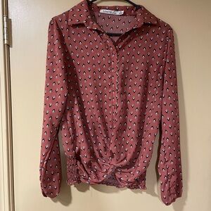 Liberty Love Women's Rust Diamond Button Down Shirt